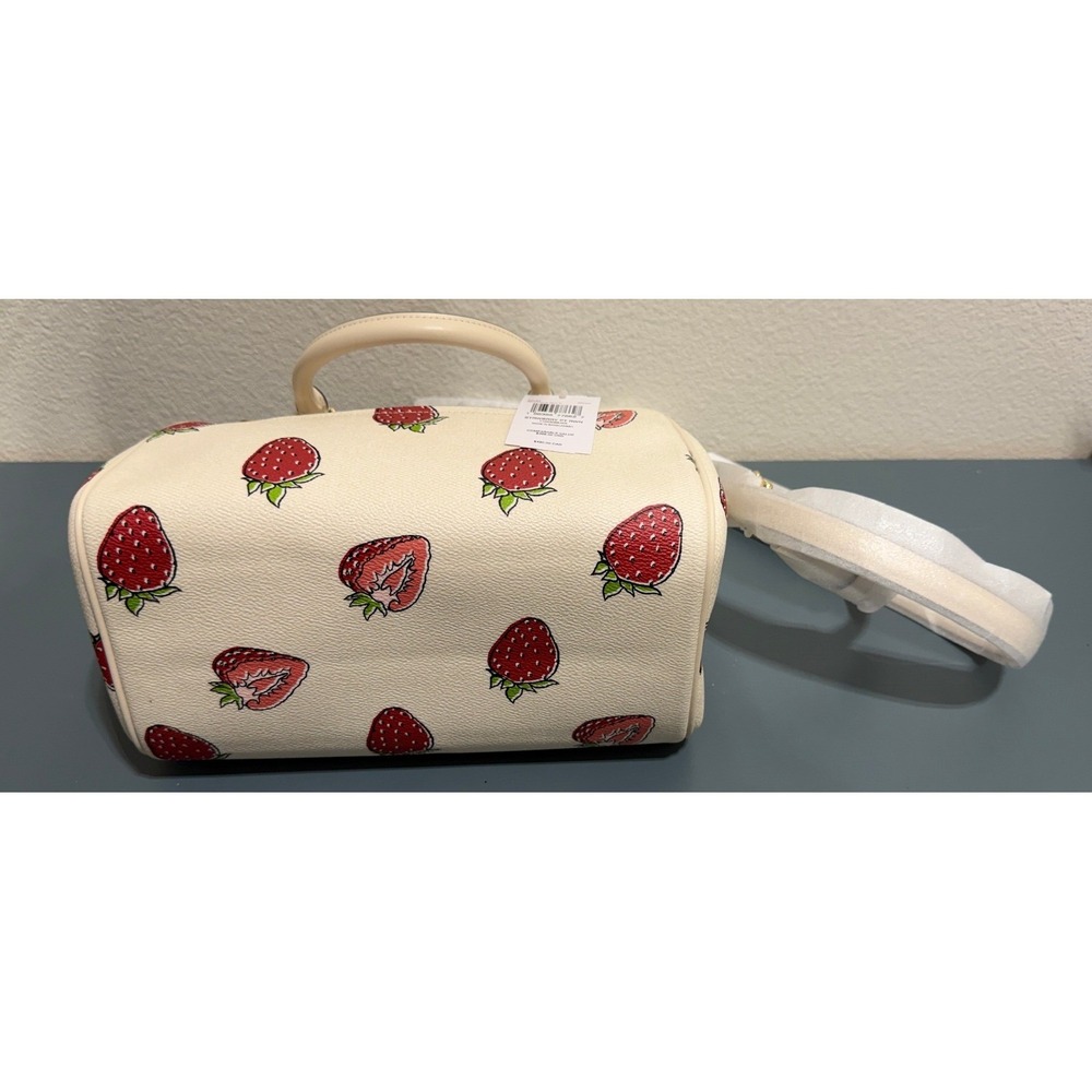 Coach Rowan Satchel Chalk Multi Strawberry Print Leather Crossbody Bag NEW - Picture 9 of 16
